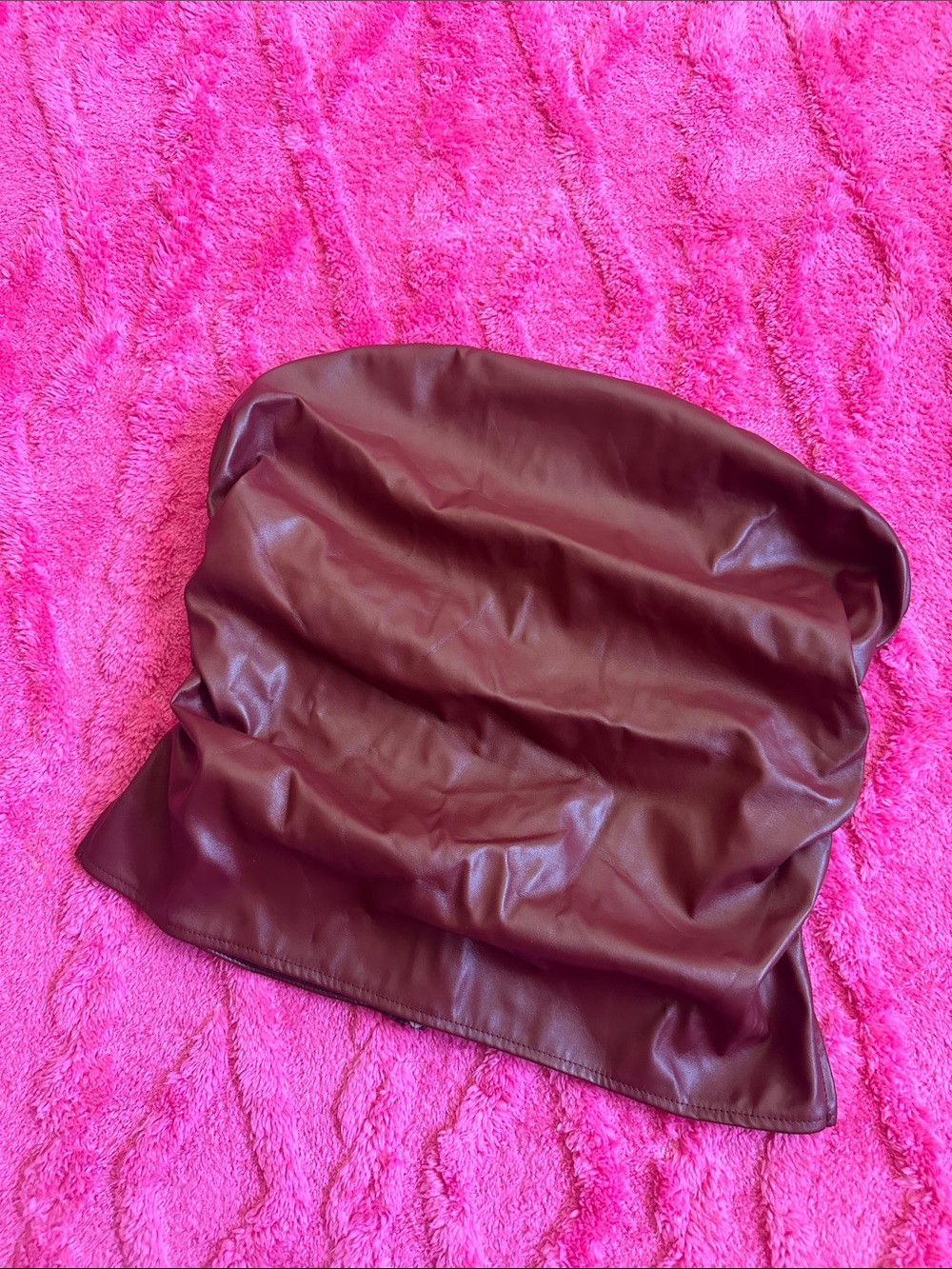 Bratz style faux leather Burgundy Tube Top